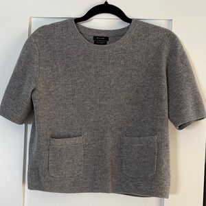 Massimo Dutti Charcoal Short Sleeve Knit Top